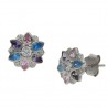 Pendientes Piedras Color Flor Plata De Ley 925mm