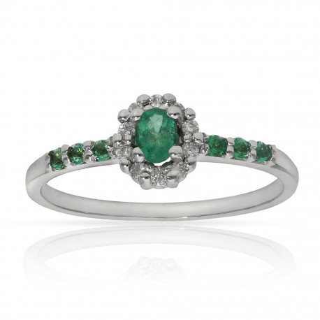 Sortija Zafiros + Diamantes Oro Blanco 1ª Ley 18 Kilates