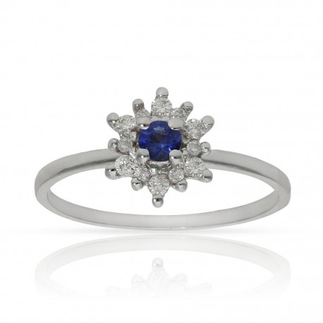 Sortija Esmeralda + Diamantes Oro Blanco 1ª Ley 18 Kilates