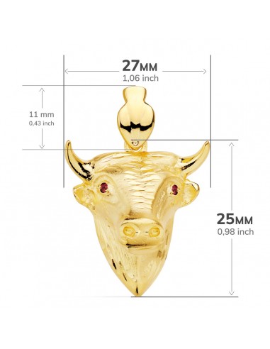 colgante cabeza toro oro 1 ley 18 kilates