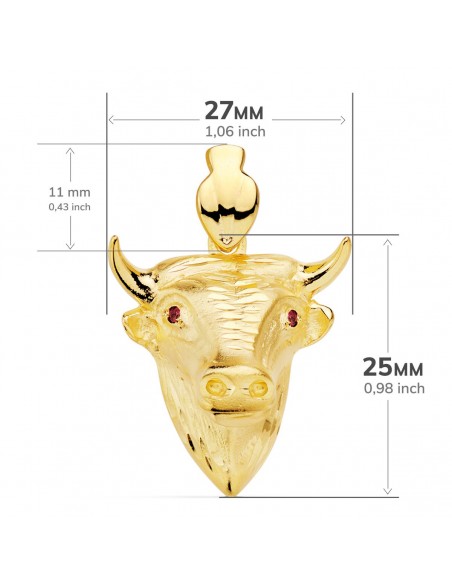 colgante cabeza toro oro 1 ley 18 kilates