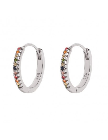 Pendientes Aro Plata 925 mm con piedras multicolor
