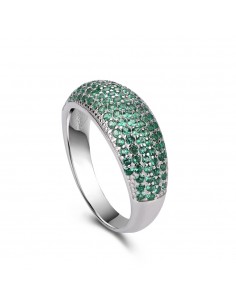 Anillo Plata Primera Ley con Circonitas en Verde