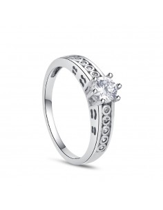 Sortija Solitario Plata con Garras y Circonitas