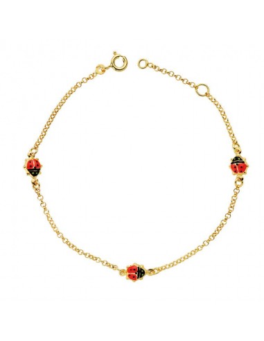 Pulsera Mariquitas Nina Oro 1 ley 18 kilates
