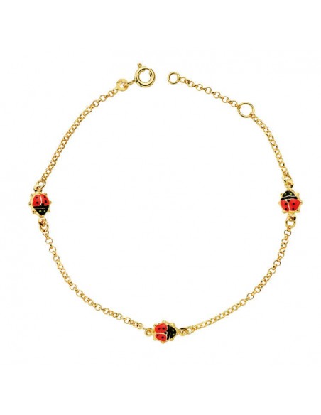 Pulsera Mariquitas Nina Oro 1 ley 18 kilates