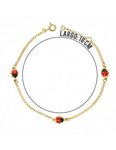 Pulsera Mariquitas Nina Oro 1 ley 18 kilates
