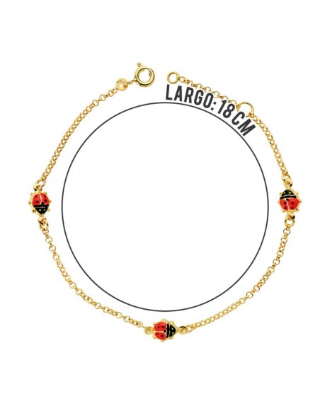 Pulsera Mariquitas Nina Oro 1 ley 18 kilates