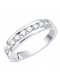 Sortija Oro Blanco 1 Ley con 9 diamantes
