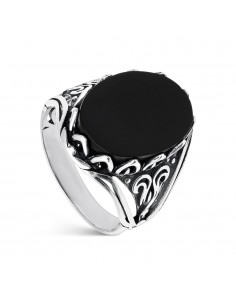 Sello Piedra Onix Caballero Plata 1ª Ley 925mm