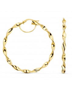 Pendientes Aros  Rizados Oro 1ª Ley 18 Kilates