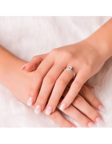 Solitario Oro Blanco 1 Ley con garras Cuadradas