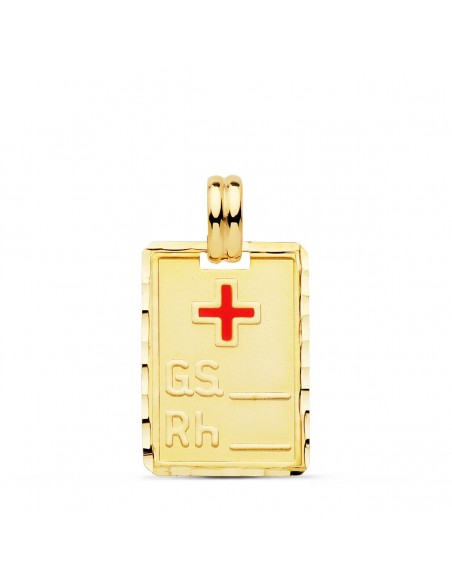 Colgante Chapa Grupo Sanguineo Oro 1ª Ley 18 Kilates
