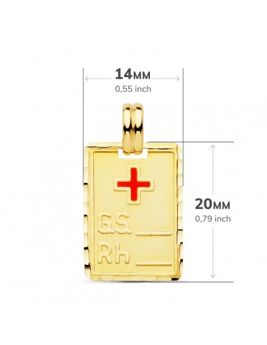 Colgante Chapa Grupo Sanguineo Oro 1ª Ley 18 Kilates