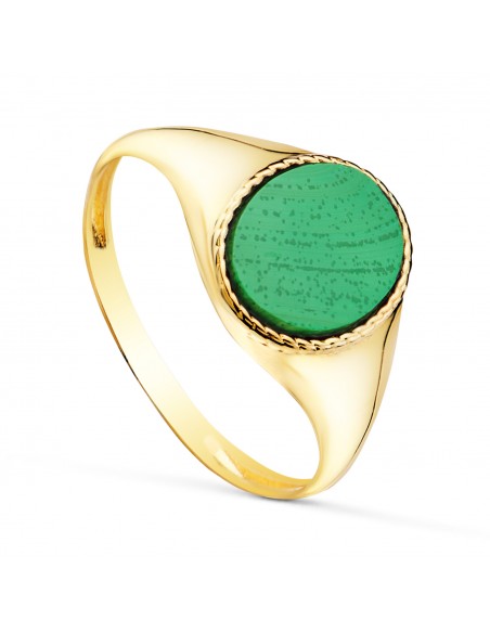 Sello Oro 1 amarillo con Malaquita