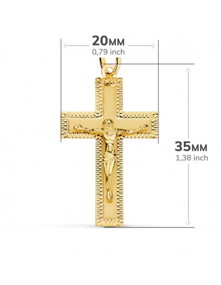 Cruz en Oro de 1 Ley con Cristo medidas