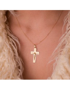 Cruz en Oro de 1 Ley con Cristo 2