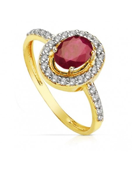 Sortija Oro 1 Ley con Rubi o Esmeralda