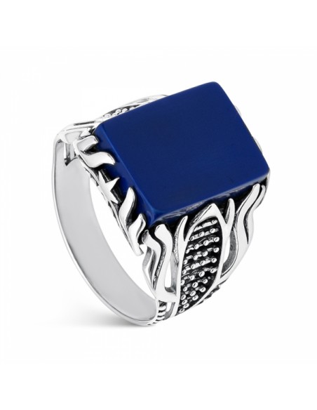 Sello Piedra Lapislazuli Azul Plata 1ª Ley 925mm