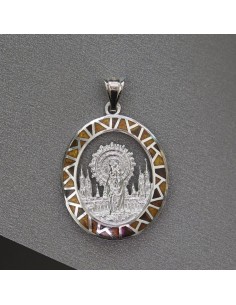 Medalla Virgen Pilar Esmalte Plata