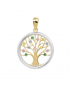 Colgante Arbol De La Vida Bicolor Oro 1ª ley 18 Kilates