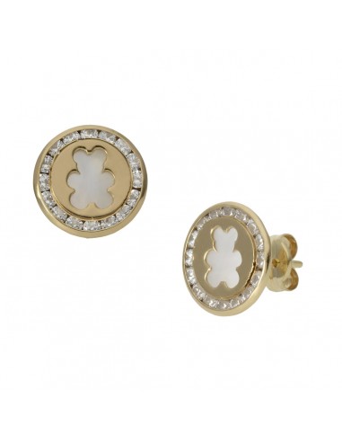 Pendientes Oso Nacar Oro 1ª Ley 18 Kilates