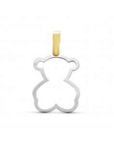 Colgante Bicolor Silueta Oso Oro 1ª Ley 18 Kilates
