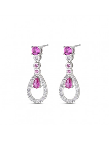 Pendientes con Circonitas blancas y rosas Plata 1ª Ley 925mm