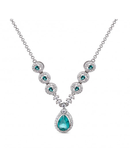 Collar Rodiado con Gota Agua Marina - Envío Gratis | Joyería Lahoz