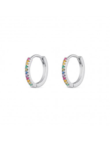 Pendientes de Aro con Circonitas Multicolor en Plata Rodiada | Joyería Online
