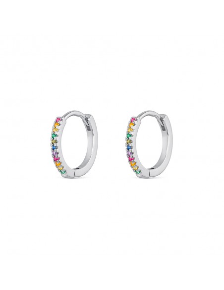 Pendientes de Aro con Circonitas Multicolor en Plata Rodiada | Joyería Online