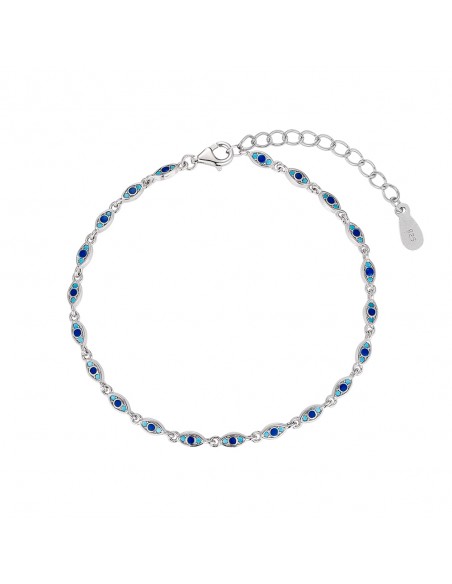 Pulsera de Plata Rodinada con Zafiros y Turquesas | Elegancia Única