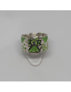 Sortija Virgen Del Pilar Con Esmalte Color Verde Plata 925mm