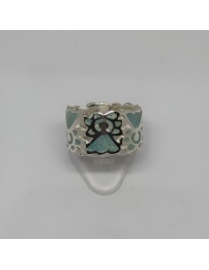 Sortija Virgen del Pilar Con Esmalte Color Azul Plata 925mm