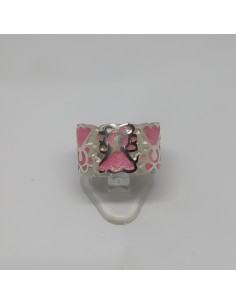 Sortija Virgen del Pilar Con Esmalte Color Rosa Plata 925mm