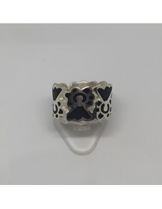 Sortija Virgen del Pilar Con Esmalte Color Negro Plata 925mm