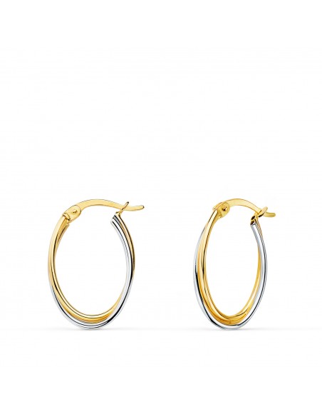 Pendientes Aro bicolor Oro 1ª Ley