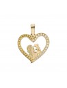 Colgante Corazón Madre en Oro 18 Kilates con Piedras Circonitas | Joyería Lahoz
