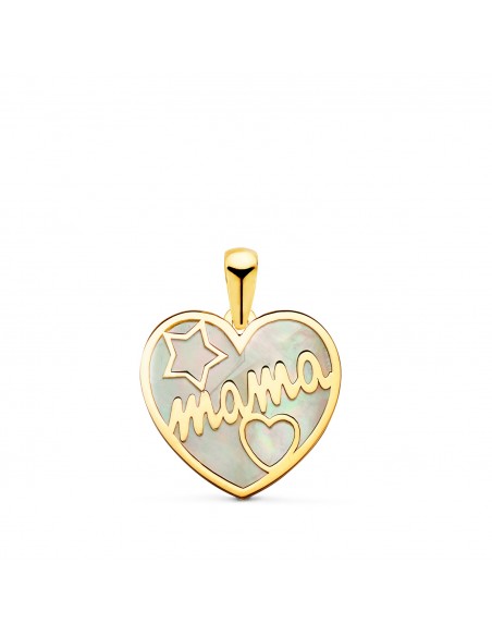 Colgante Corazon Mama Oro 1ª ley y Nacar