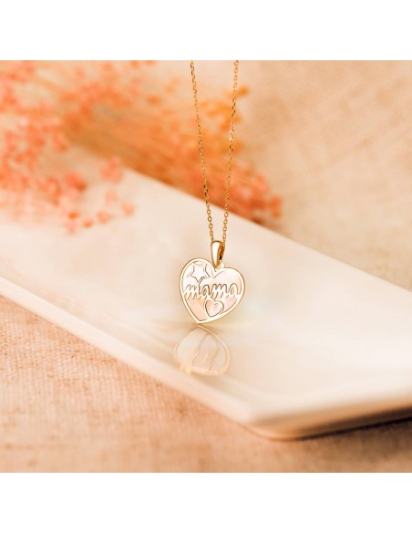 Colgante Corazon Mama Oro 1ª ley y Nacar