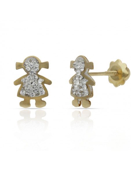 Pendientes Niña Circonitas Oro 1ª Ley 18 Kilates