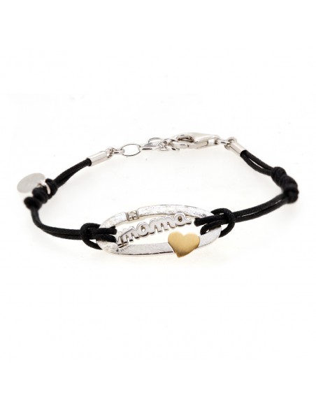 Pulsera Caucho Madre Oro y Plata