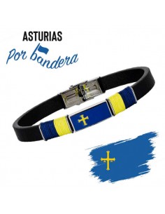 Pulsera Bandera  Asturias Acero y Piel Caballero