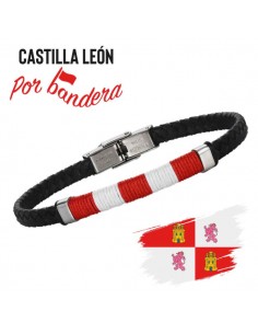 Pulsera Bandera De Castilla y Leon Acero y Piel Caballero