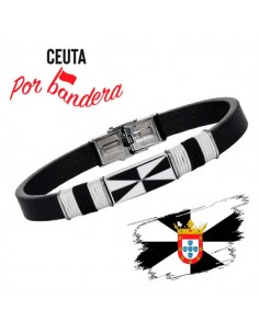 Pulsera Bandera Ceuta Acero y Piel Caballero