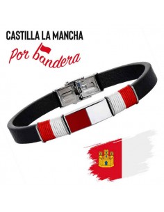 Pulsera Bandera Castilla La Mancha Acero y Piel Caballero