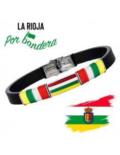 Pulsera Bandera La Rioja Acero y Piel Caballero