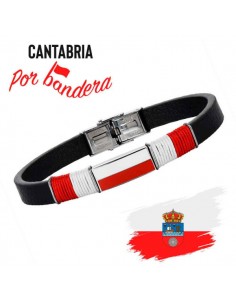 Pulsera Bandera Cantabria Acero y Piel Caballero