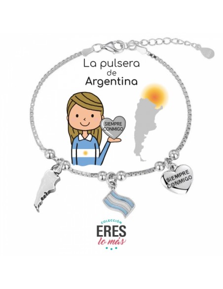 Pulsera Argentina Eres Lo Mas Cadena Veneciana Rodiada Con 3 Colgantes