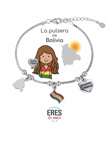 Pulsera Bolivia Eres Lo Mas Cadena Veneciana Rodiada Con 3 Colgantes